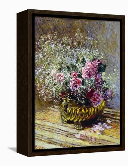 Roses in a Copper Vase, 1878-Claude Monet-Framed Premier Image Canvas