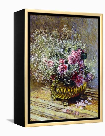 Roses in a Copper Vase, 1878-Claude Monet-Framed Premier Image Canvas
