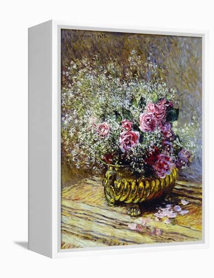 Roses in a Copper Vase, 1878-Claude Monet-Framed Premier Image Canvas