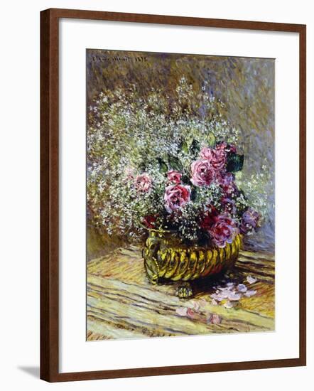 Roses in a Copper Vase, 1878-Claude Monet-Framed Giclee Print