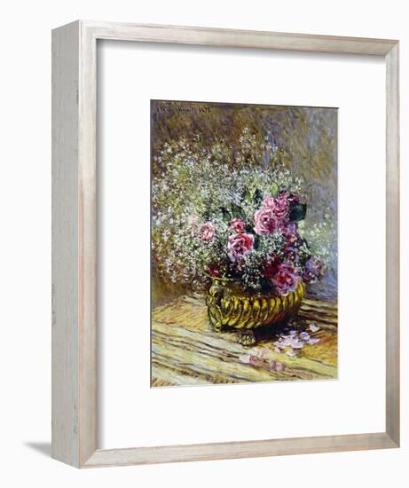 Roses in a Copper Vase, 1878-Claude Monet-Framed Premium Giclee Print