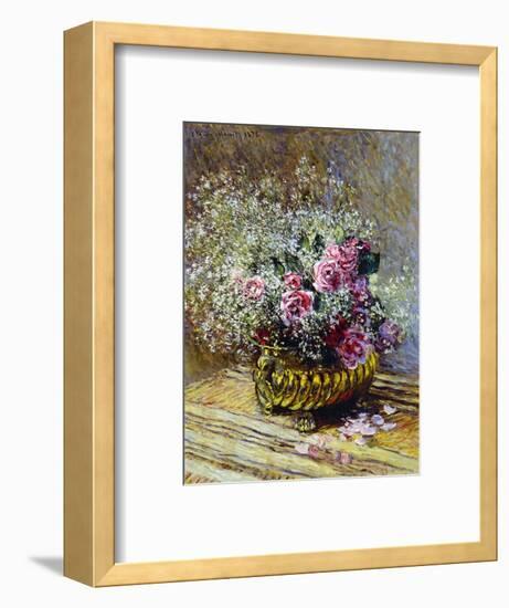 Roses in a Copper Vase, 1878-Claude Monet-Framed Premium Giclee Print