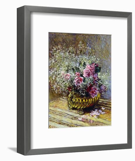 Roses in a Copper Vase, 1878-Claude Monet-Framed Premium Giclee Print