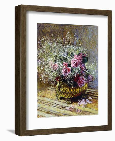 Roses in a Copper Vase, 1878-Claude Monet-Framed Premium Giclee Print