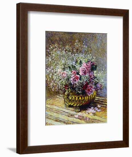 Roses in a Copper Vase, 1878-Claude Monet-Framed Premium Giclee Print