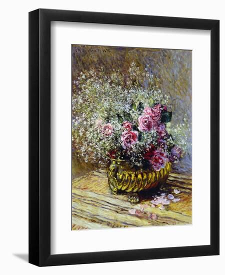 Roses in a Copper Vase, 1878-Claude Monet-Framed Premium Giclee Print