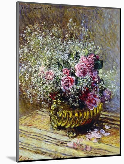 Roses in a Copper Vase, 1878-Claude Monet-Mounted Premium Giclee Print