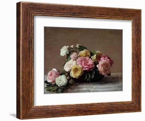 Roses in a Cup Painting by Henri Fantin Latour (Fantin-Latour, 1836-1904) 1882 Dim. 0,36 X 0,46 M P-Henri Fantin-Latour-Framed Giclee Print