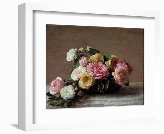 Roses in a Cup Painting by Henri Fantin Latour (Fantin-Latour, 1836-1904) 1882 Dim. 0,36 X 0,46 M P-Henri Fantin-Latour-Framed Giclee Print