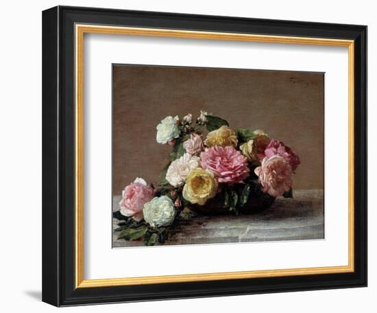 Roses in a Cup Painting by Henri Fantin Latour (Fantin-Latour, 1836-1904) 1882 Dim. 0,36 X 0,46 M P-Henri Fantin-Latour-Framed Giclee Print