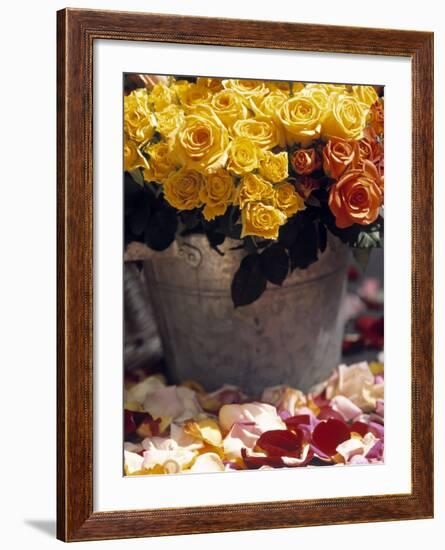 Roses in a Flower Market, Paris, France-Walter Bibikow-Framed Photographic Print