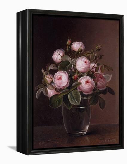 Roses in a Glass Vase, 1842-Johan Laurents Jensen-Framed Premier Image Canvas