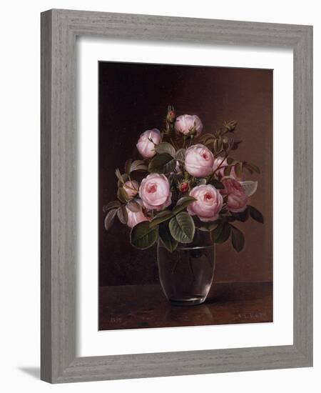 Roses in a Glass Vase, 1842-Johan Laurents Jensen-Framed Giclee Print