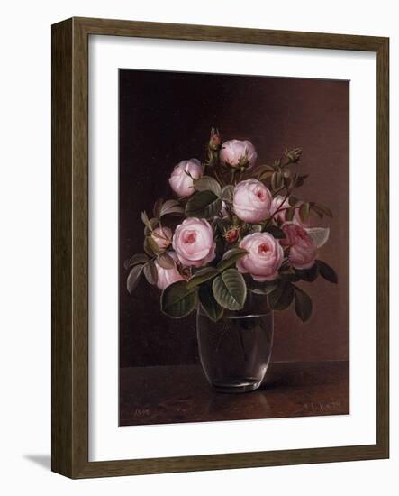 Roses in a Glass Vase, 1842-Johan Laurents Jensen-Framed Giclee Print