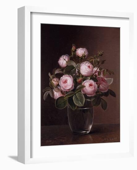 Roses in a Glass Vase, 1842-Johan Laurents Jensen-Framed Giclee Print