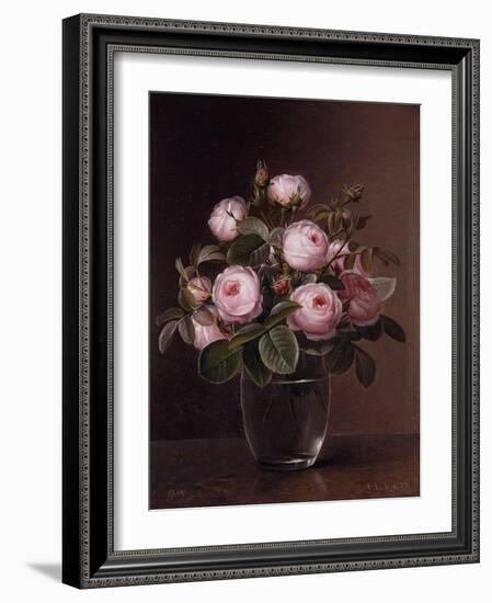 Roses in a Glass Vase, 1842-Johan Laurents Jensen-Framed Giclee Print