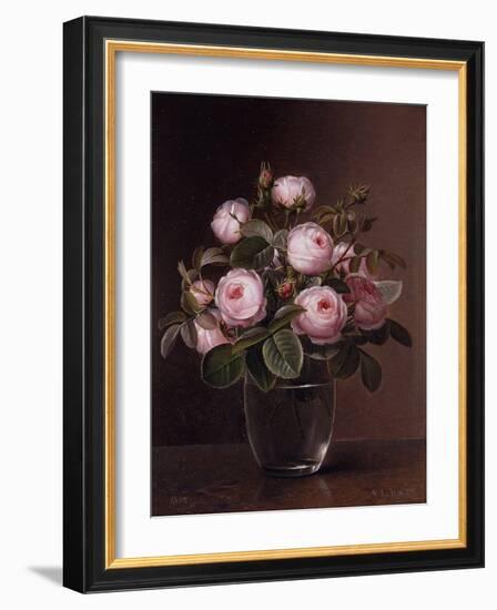 Roses in a Glass Vase, 1842-Johan Laurents Jensen-Framed Giclee Print