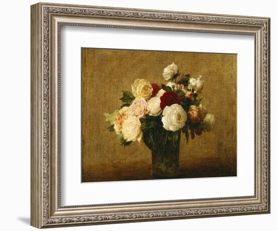 Roses in a Glass Vase; Roses Dans Un Vase De Verre-Henri Fantin-Latour-Framed Giclee Print