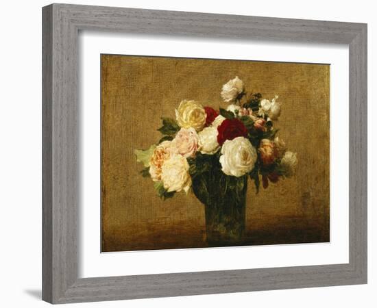 Roses in a Glass Vase; Roses Dans Un Vase De Verre-Henri Fantin-Latour-Framed Giclee Print
