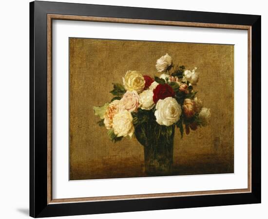 Roses in a Glass Vase; Roses Dans Un Vase De Verre-Henri Fantin-Latour-Framed Giclee Print