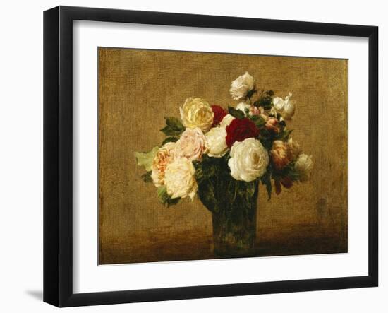 Roses in a Glass Vase; Roses Dans Un Vase De Verre-Henri Fantin-Latour-Framed Giclee Print