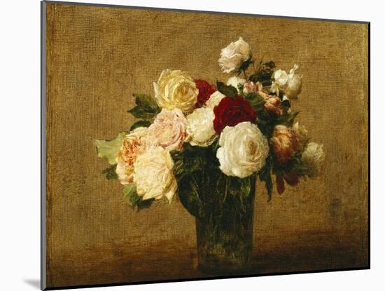 Roses in a Glass Vase; Roses Dans Un Vase De Verre-Henri Fantin-Latour-Mounted Giclee Print
