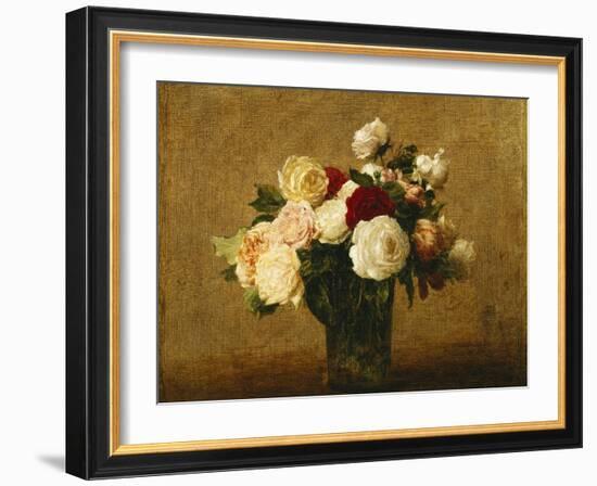 Roses in a Glass Vase; Roses Dans Un Vase De Verre-Henri Fantin-Latour-Framed Giclee Print