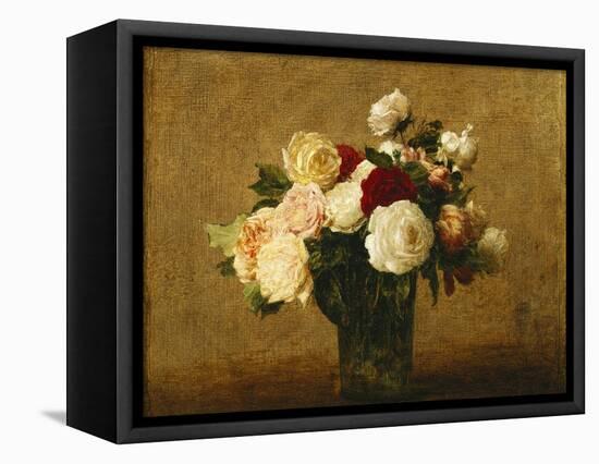 Roses in a Glass Vase; Roses Dans Un Vase De Verre-Henri Fantin-Latour-Framed Premier Image Canvas