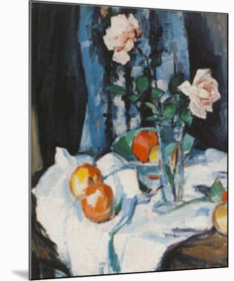 Roses In A Glass Vase-Samuel John Peploe-Mounted Art Print