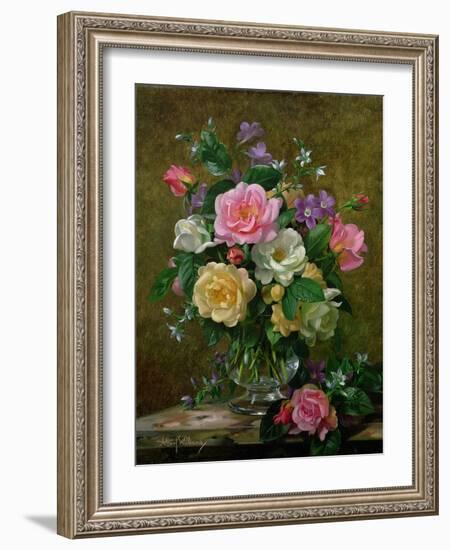 Roses in a Glass Vase-Albert Williams-Framed Premium Giclee Print