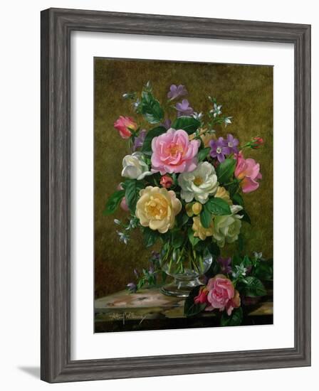 Roses in a Glass Vase-Albert Williams-Framed Premium Giclee Print