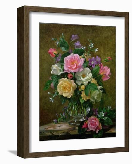 Roses in a Glass Vase-Albert Williams-Framed Premium Giclee Print