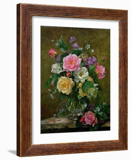 Roses in a Glass Vase-Albert Williams-Framed Premium Giclee Print