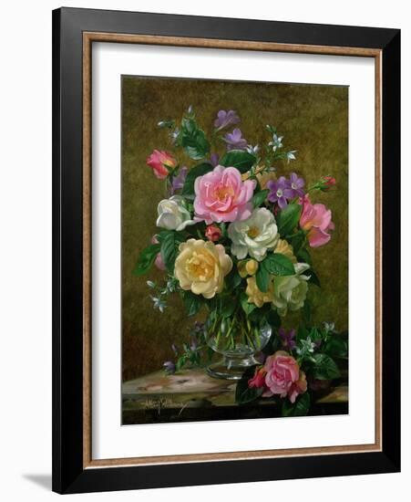 Roses in a Glass Vase-Albert Williams-Framed Premium Giclee Print