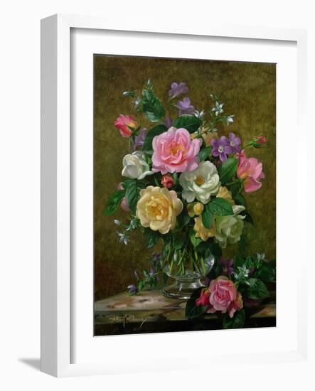 Roses in a Glass Vase-Albert Williams-Framed Premium Giclee Print