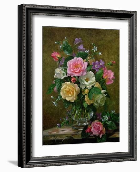 Roses in a Glass Vase-Albert Williams-Framed Premium Giclee Print