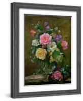 Roses in a Glass Vase-Albert Williams-Framed Giclee Print
