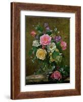 Roses in a Glass Vase-Albert Williams-Framed Giclee Print