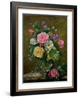 Roses in a Glass Vase-Albert Williams-Framed Giclee Print