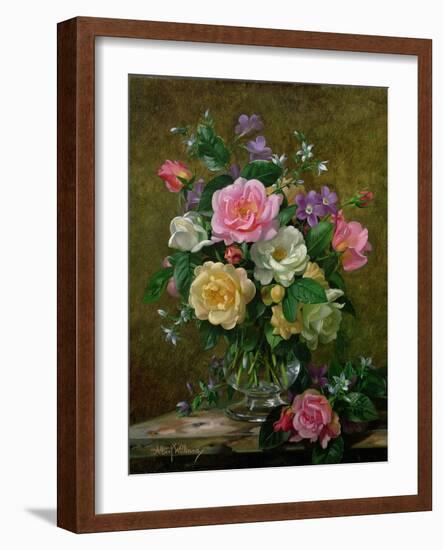 Roses in a Glass Vase-Albert Williams-Framed Giclee Print