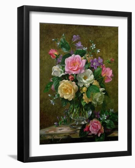 Roses in a Glass Vase-Albert Williams-Framed Giclee Print