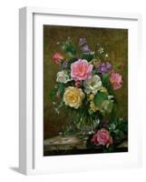 Roses in a Glass Vase-Albert Williams-Framed Giclee Print