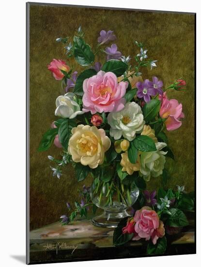 Roses in a Glass Vase-Albert Williams-Mounted Giclee Print