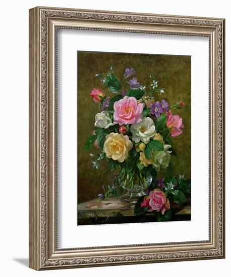 Roses in a Glass Vase-Albert Williams-Framed Giclee Print