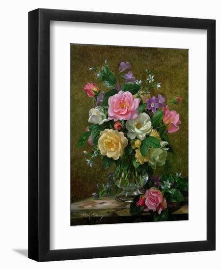 Roses in a Glass Vase-Albert Williams-Framed Giclee Print