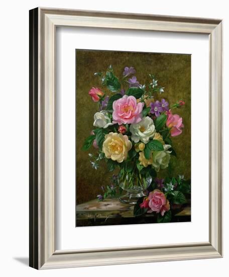 Roses in a Glass Vase-Albert Williams-Framed Giclee Print