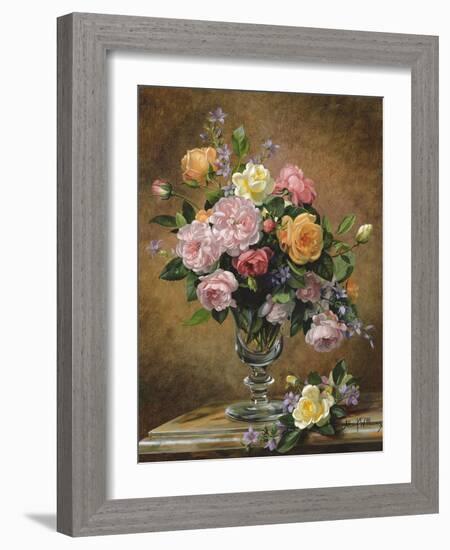 Roses in a glass vase-Albert Williams-Framed Giclee Print