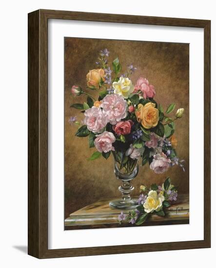 Roses in a glass vase-Albert Williams-Framed Giclee Print