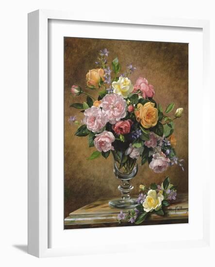 Roses in a glass vase-Albert Williams-Framed Giclee Print