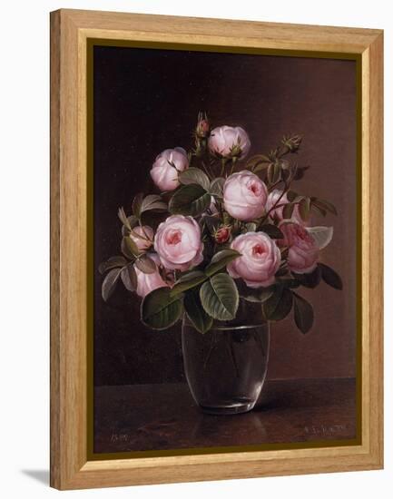 Roses in a Glass Vase-Johan Laurentz Jensen-Framed Premier Image Canvas